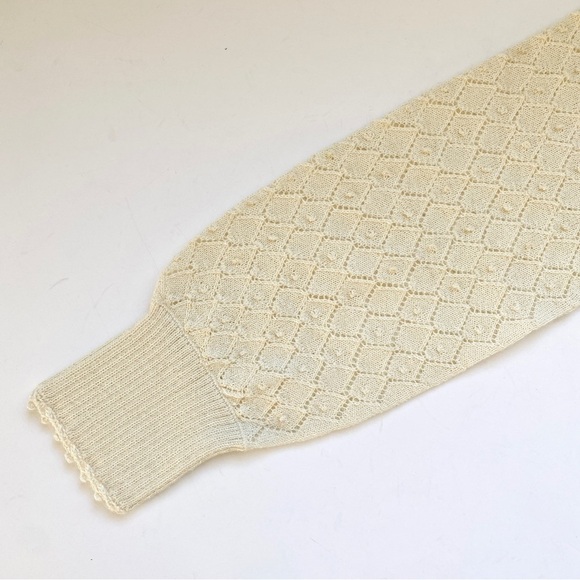 Doen Alpaca and silk mock neck lightweight cream sweater top - Picture 11 of 14